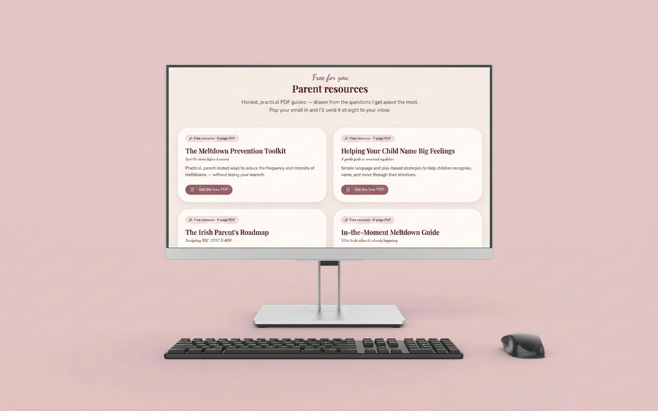 Little Minds, Big Emotions resources page mockup