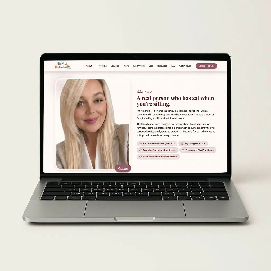 Little Minds, Big Emotions laptop website mockup